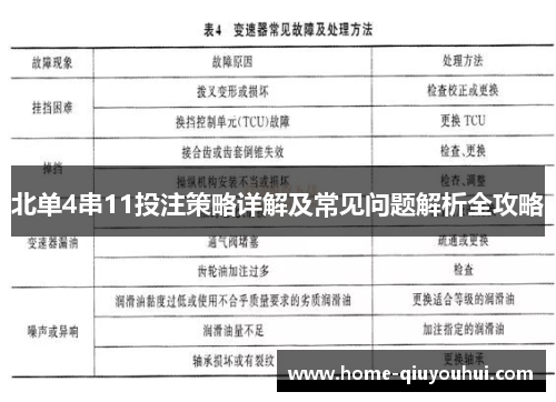 北单4串11投注策略详解及常见问题解析全攻略